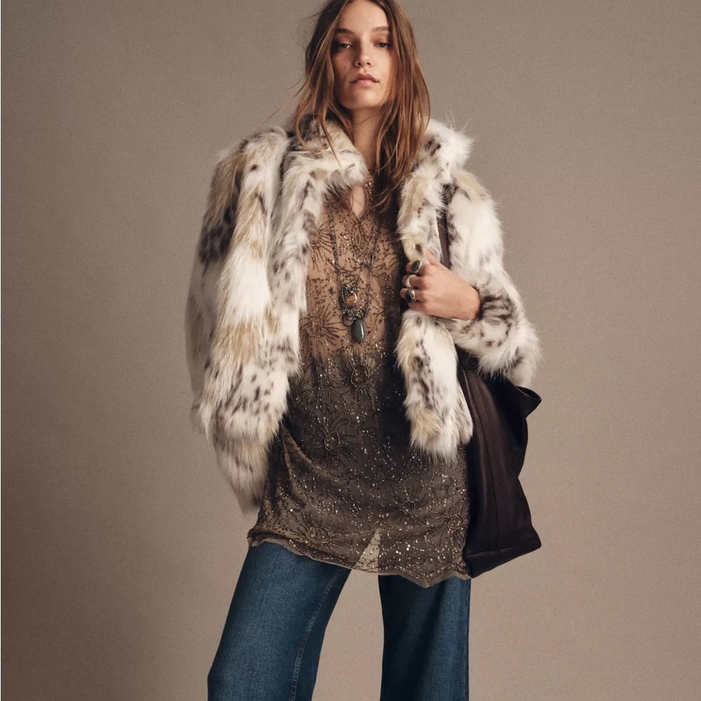 Zara ZW Collection Faux Fur Short Coat